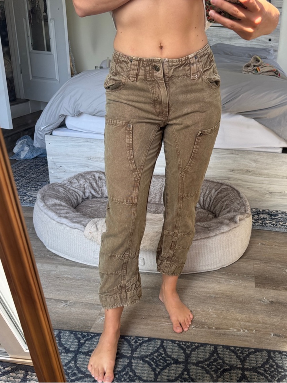 Free People Cropped Utility Cargo Pants in Olive